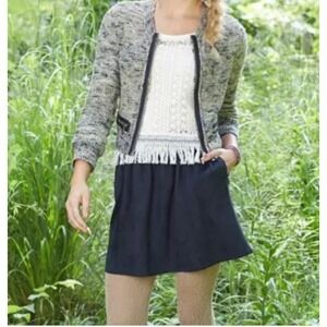 Matilda Jane‎ Mini Skirt Size Medium Black Faux Suede Pleated Elastic Waist NWT